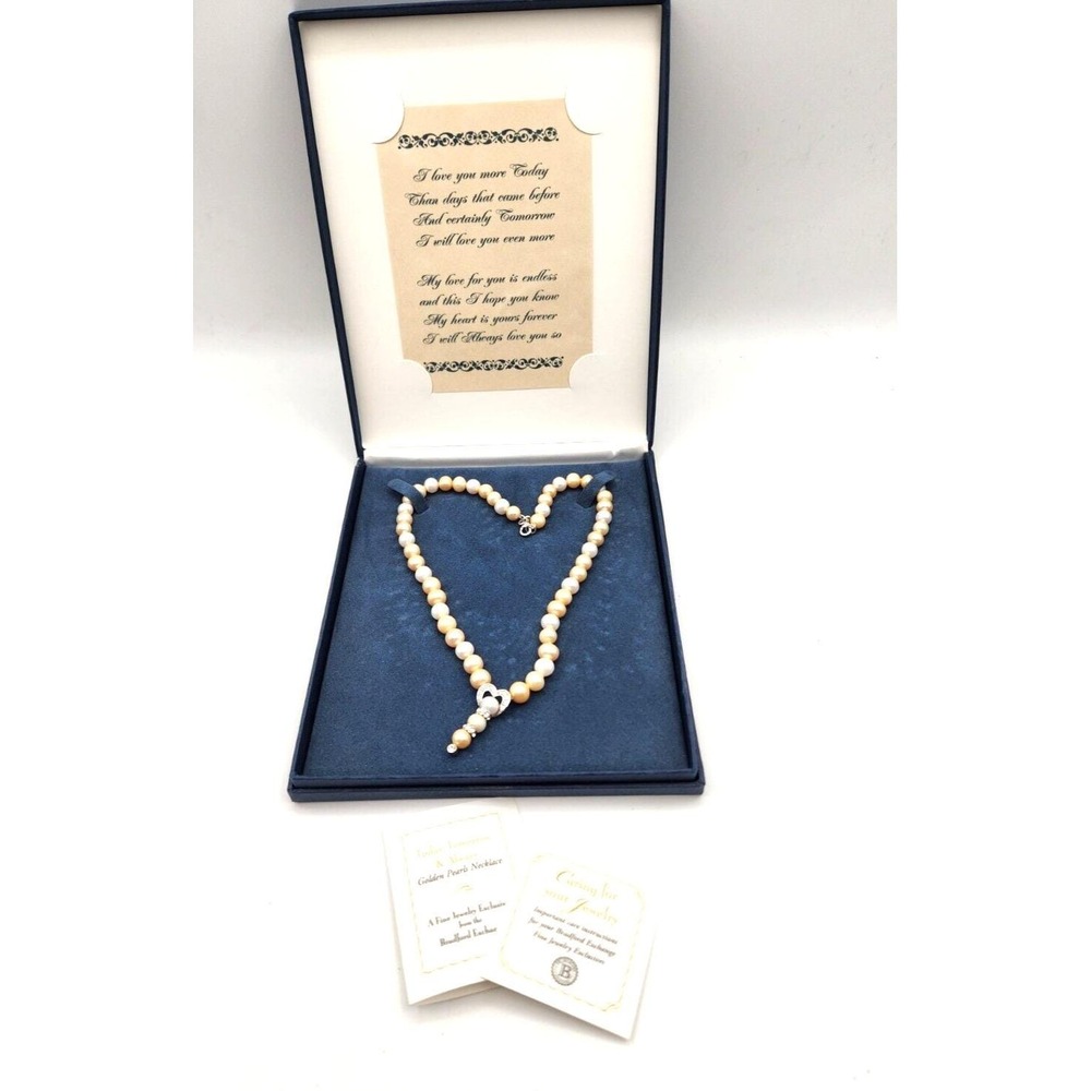 Bradford Exchange Today, Tomorrow, and Always Golden Pearl Necklace New in Box